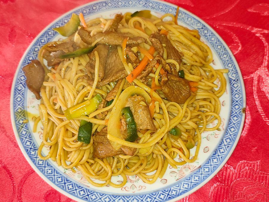 Chao Mien al Curry con Pollo ó Carne